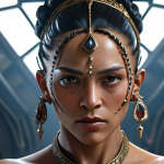 A Lineage character undergoing a dynamic transformation, showcasing enhanced skills and stats, with a 'vogue' style and surprising power. Focus on visual elements that convey strength and adaptability.